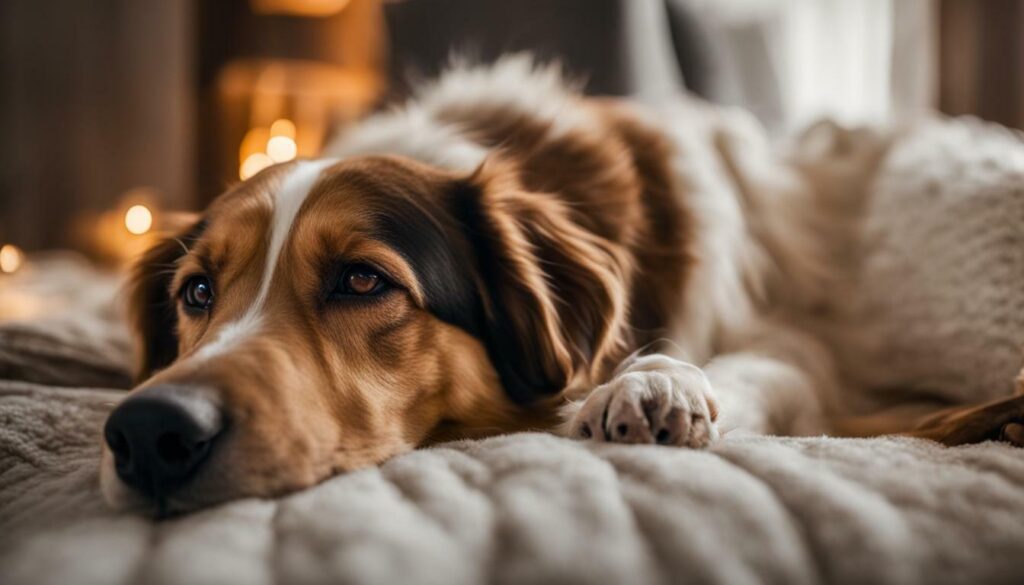 Senior dog with a caring owner