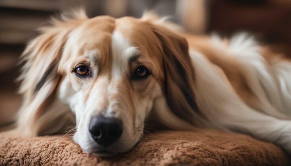 senior dog with owner