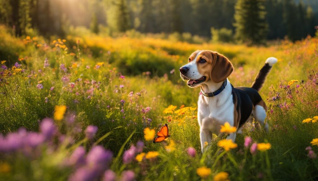 Dog exploring nature