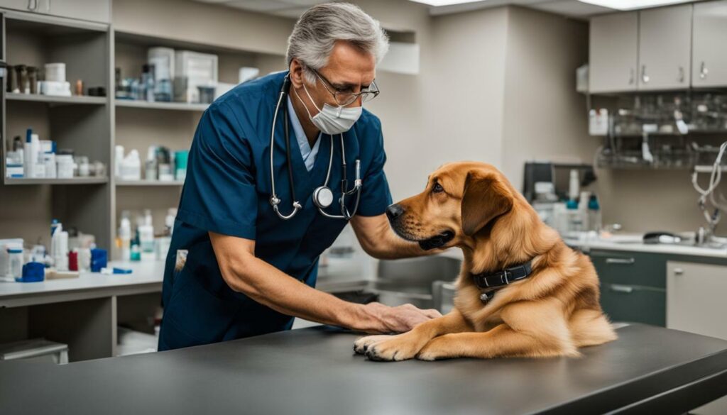 Senior dog receiving regular veterinary care