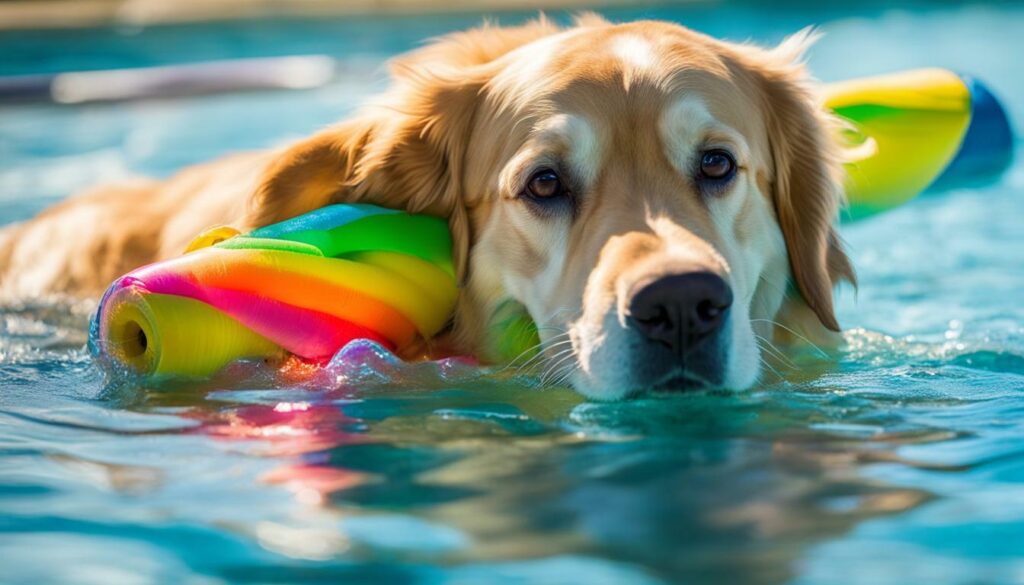 Senior dog swimming