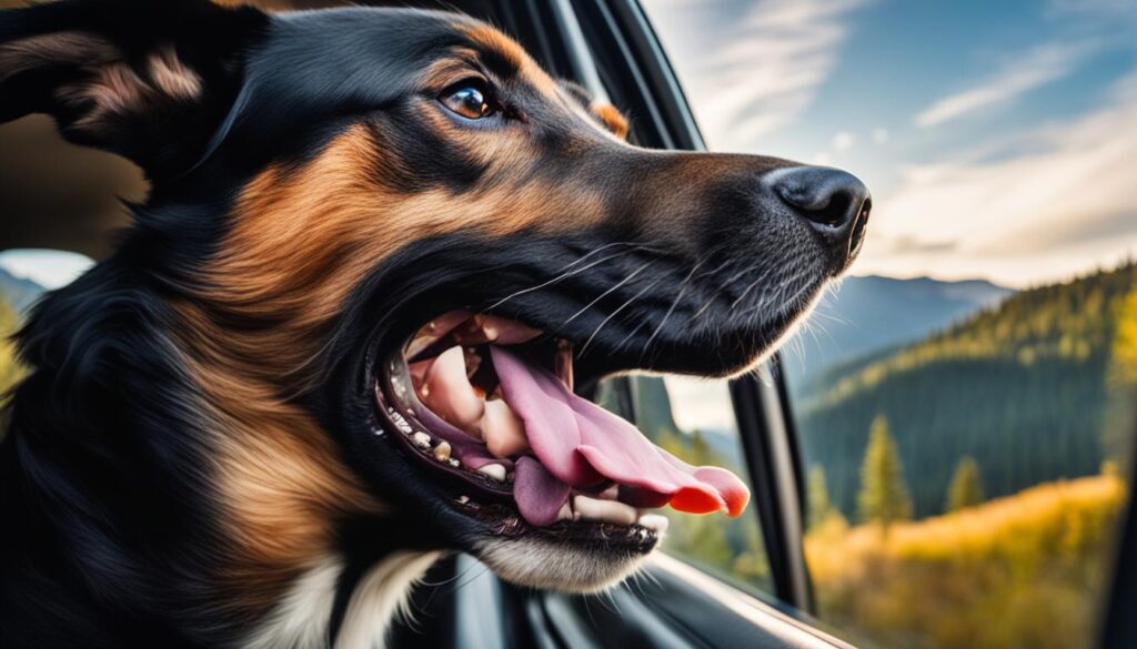 dog playing in the car